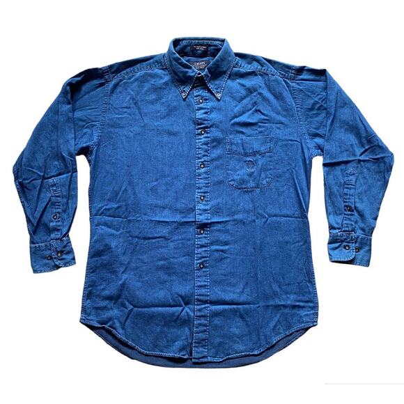 Chaps Ralph Lauren Dress Shirts Button Up Shirt Dark Blue Mens 15.5 32/33 - Picture 1 of 8